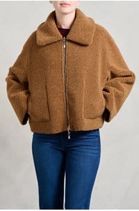 vera reversible shearling jacket in tan