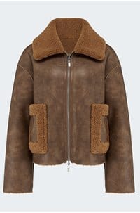 vera reversible shearling jacket in tan