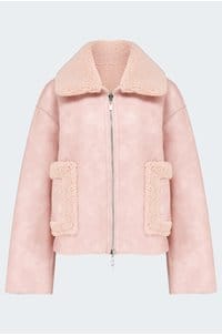 vera reversible shearling jacket in pink