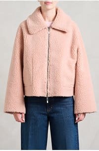 vera reversible shearling jacket in pink