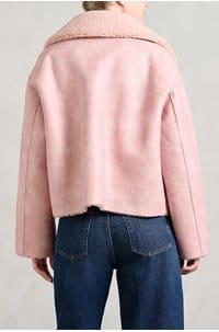 vera reversible shearling jacket in pink
