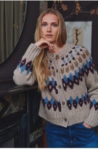 christina cardigan in oatmeal melange multi