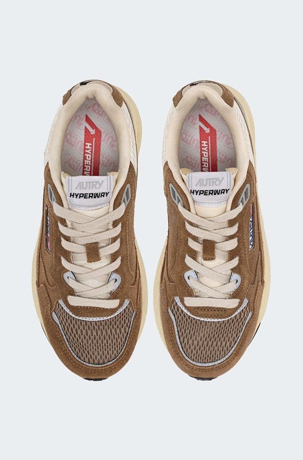 hyperway sneaker in cigar silver mesh suede