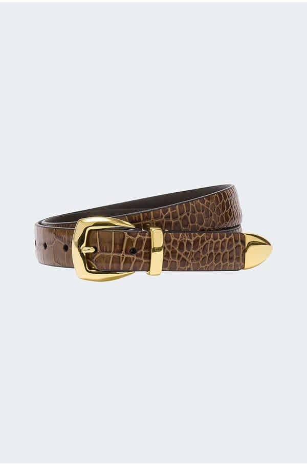 snake western belt in tan