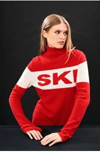 ski roll neck jumper in red cream