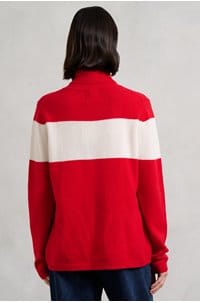 ski roll neck jumper in red cream