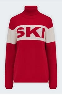 ski roll neck jumper in red cream