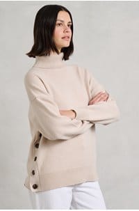 boyfriend button roll collar in bare beige