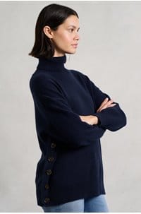 boyfriend button roll collar in navy