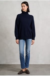 boyfriend button roll collar in navy