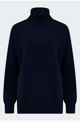 Boyfriend Button Roll Collar in Navy