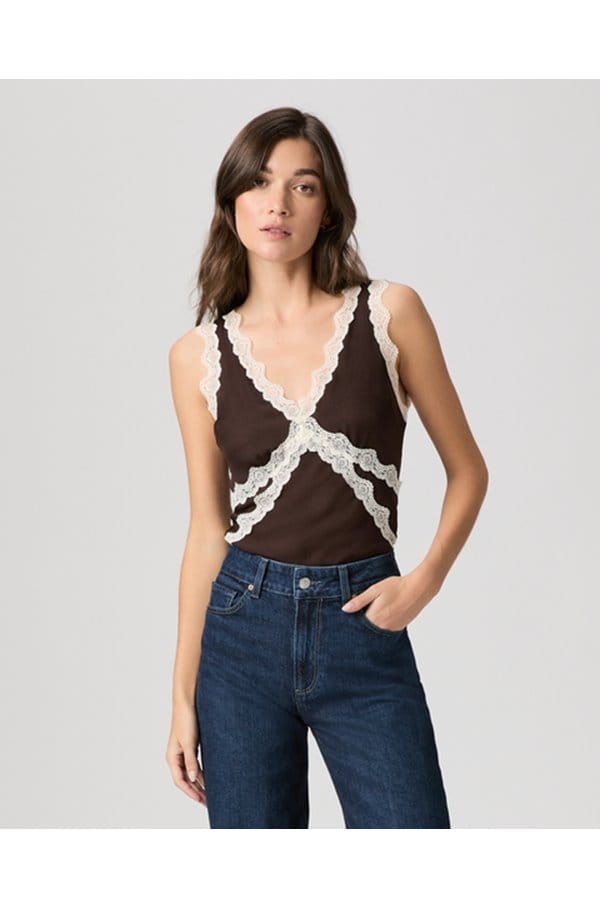 terezia top in chocolate ivory