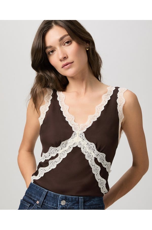 terezia top in chocolate ivory
