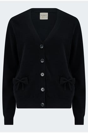 Bow Pocket Cardigan in Black