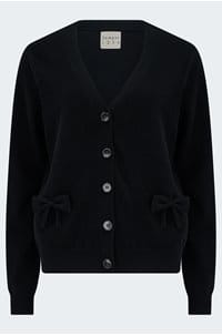 bow pocket cardigan in black