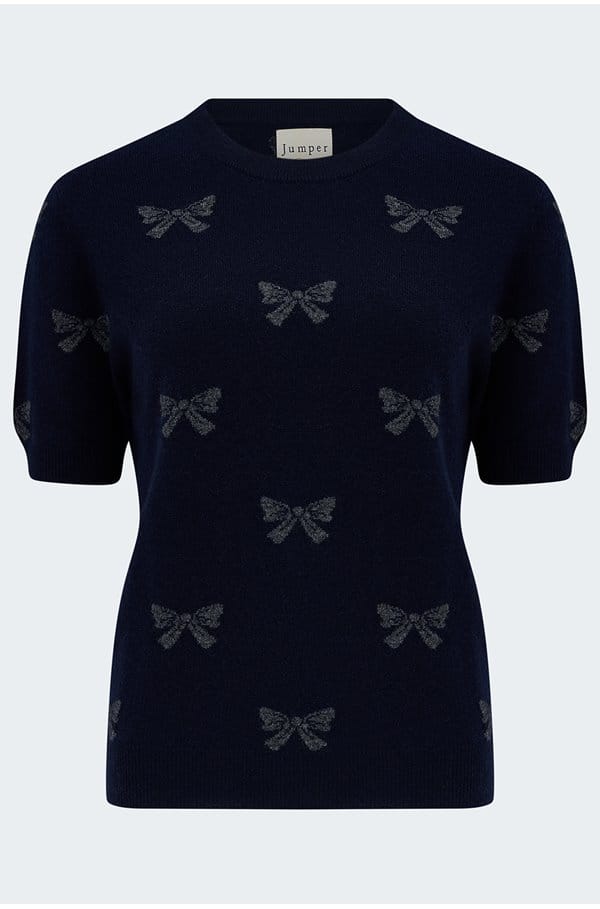 bow short sleeve crew in navy