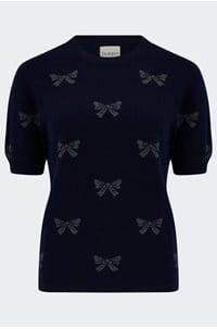 bow short sleeve crew in navy