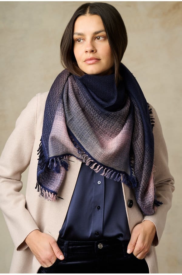 horizon scarf in navy pink