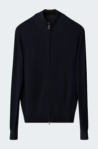 merino zip knit cardigan in blue
