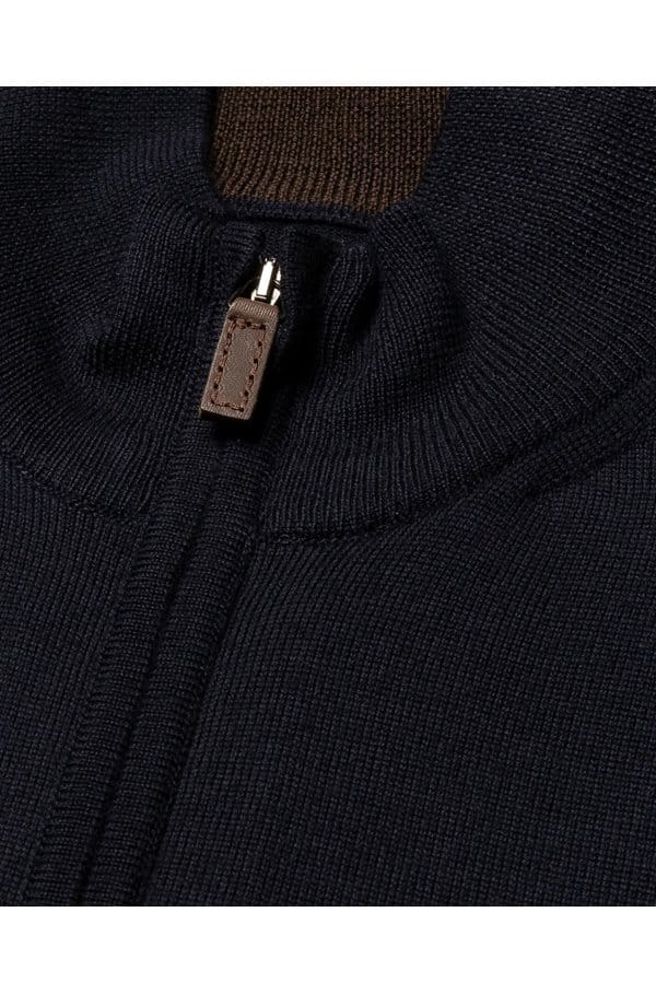 merino zip knit cardigan in blue