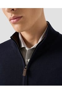 merino zip knit cardigan in blue