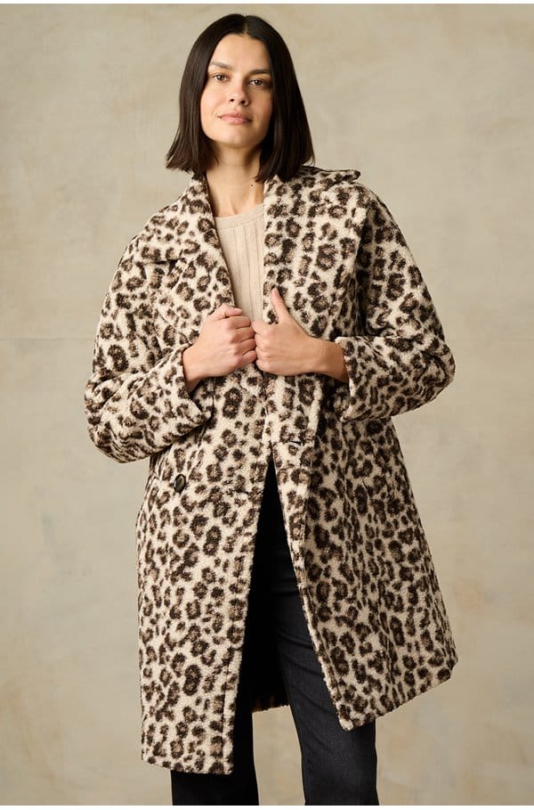 boucle coat in animal