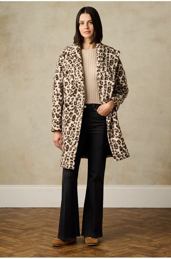 boucle coat in animal