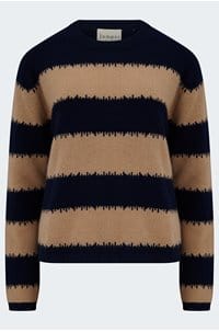 broken stripe crew in navy sandstone