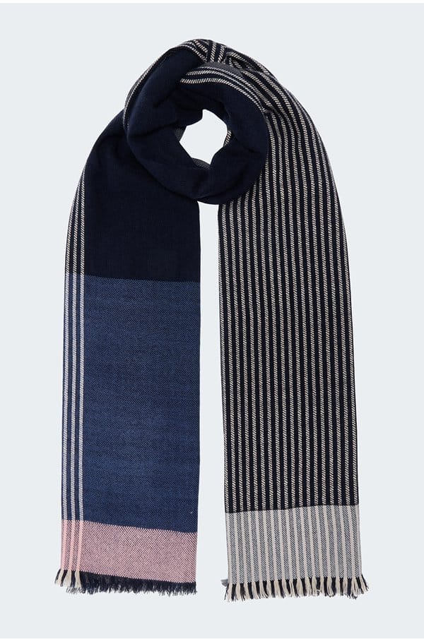 fedora scarf in navy pink