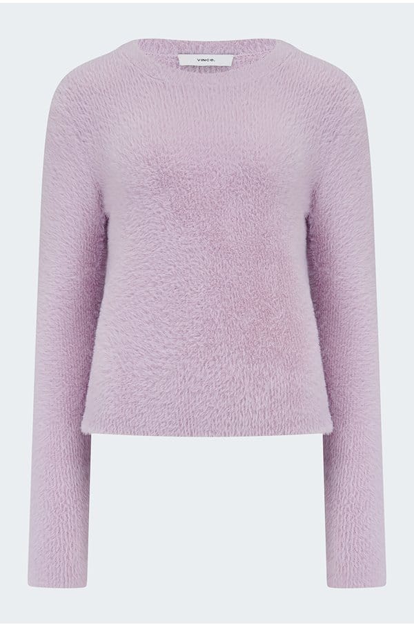 eyelash crew neck sweater in iris quartz