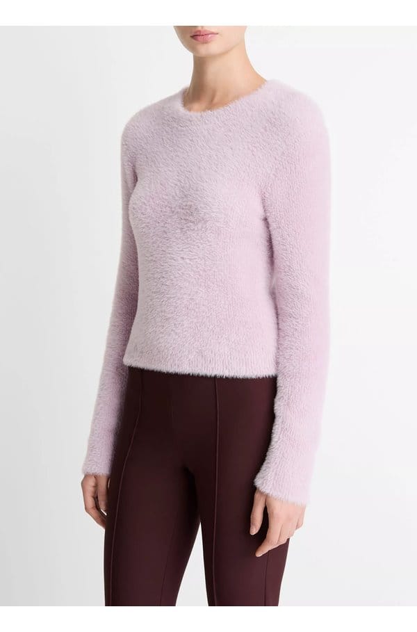 eyelash crew neck sweater in iris quartz