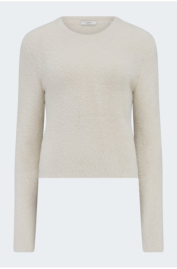 eyelash crew neck sweater in chiffon