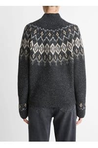 fairisle donegal turtleneck sweater in heather charcoal combo
