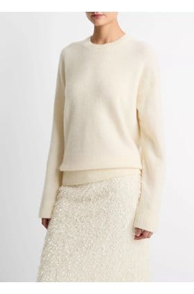 Boiled Cashmere Crew in Off White