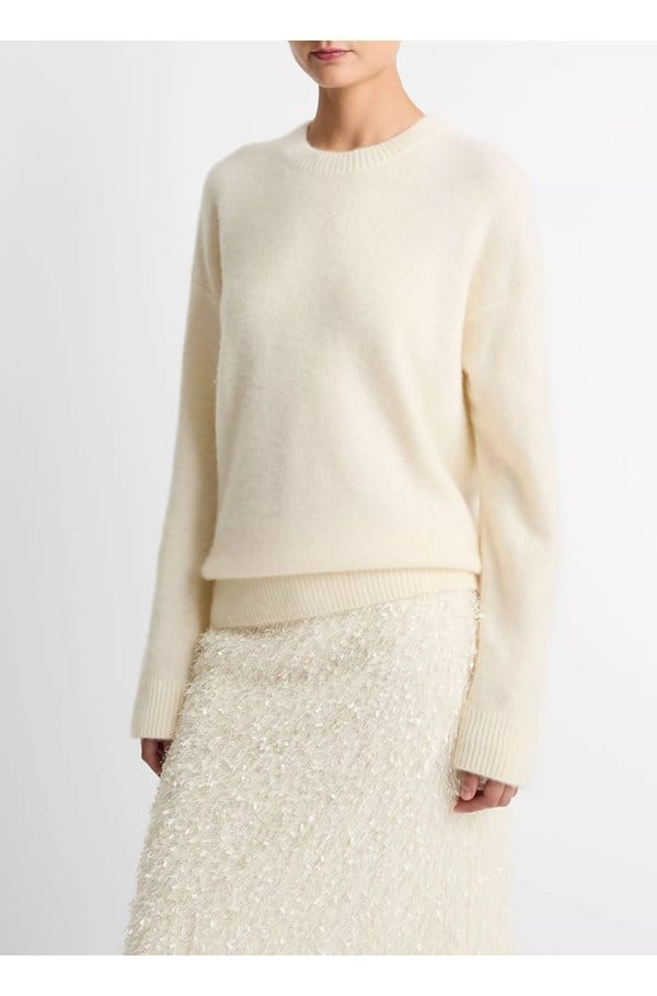 boiled cashmere crew in off white