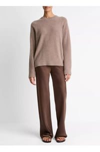 boiled cashmere crew in heather doe