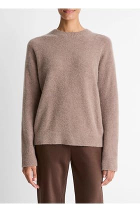 Boiled Cashmere Crew in Heather Doe