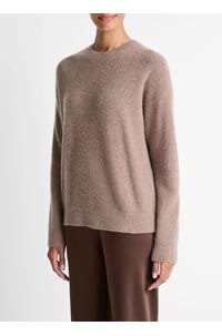 boiled cashmere crew in heather doe