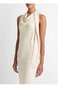 satin scarf top in bone