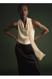 satin scarf top in bone