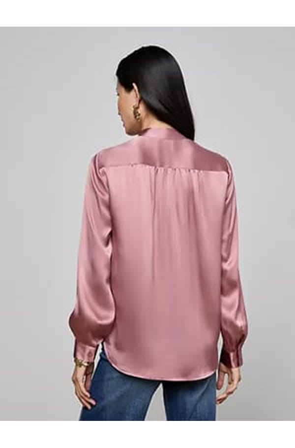 bianca band collar blouse in mauve rose
