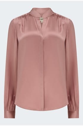 Bianca Band Collar Blouse in Mauve Rose