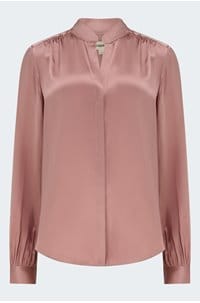 bianca band collar blouse in mauve rose