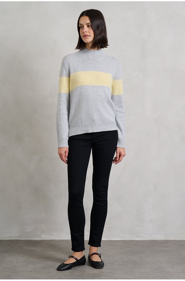 one stripe turtleneck in super grey sorbet