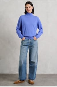 malibu roll neck knit in tide