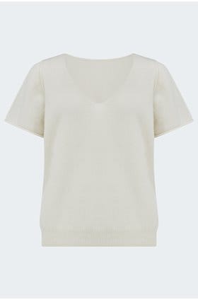 Biarritz Knitted Tee in Chalk