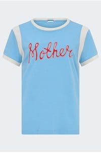 the boxy goodie inset tee in mother script