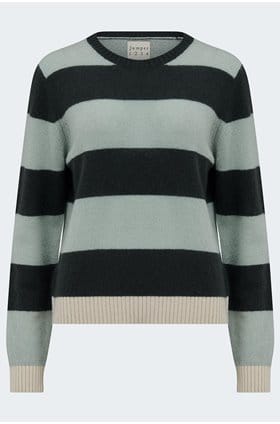 Contrast Stripe Crew in Breen Sage Jasmine