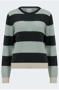 contrast stripe crew in breen sage jasmine