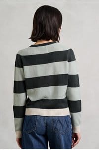 contrast stripe crew in breen sage jasmine